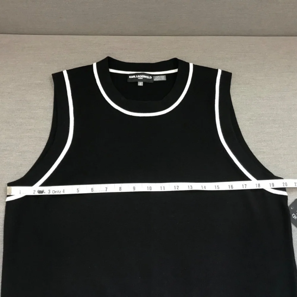 KARL LAGERFELD PARIS Women's Vest Contrast-Trim Sleeveless Sweater Size M NWT - Picture 2 of 9